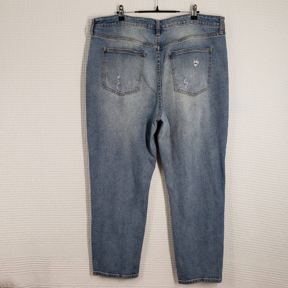 No Boundaries Jeans Womens 21 Blue Medium Wash Distressed Thrashed High Rise - Picture 3 of 16